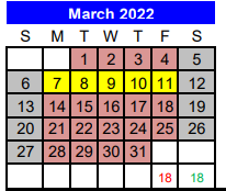 District School Academic Calendar for Opportunity Learning Ctr for March 2022