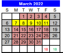 District School Academic Calendar for Challenge Academy for March 2022