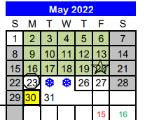 District School Academic Calendar for Opportunity Learning Ctr for May 2022