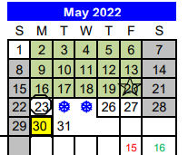 District School Academic Calendar for Challenge Academy for May 2022