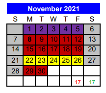 District School Academic Calendar for Lorena Middle for November 2021