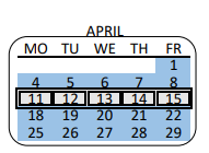 District School Academic Calendar for Thoreau Continuation for April 2022