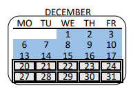 District School Academic Calendar for Two Hundred Thirty Second Place for December 2021