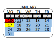 District School Academic Calendar for Sunrise Elementary for January 2022