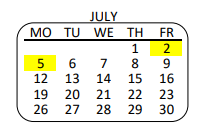 District School Academic Calendar for Southeast Area New Learning Center for July 2021
