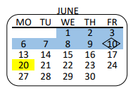 District School Academic Calendar for Patton Continuation for June 2022