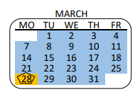 District School Academic Calendar for Owens Community Day School for March 2022