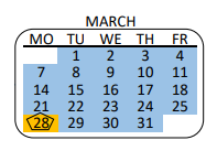 District School Academic Calendar for Washington Preparatory High School for March 2022