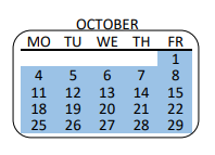 District School Academic Calendar for Westside Leadership Magnet for October 2021