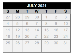 District School Academic Calendar for Hart Elementary for July 2021
