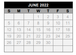 District School Academic Calendar for Hart Elementary for June 2022