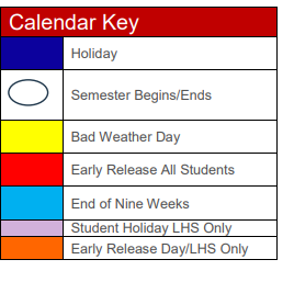 District School Academic Calendar Legend for Lovejoy M S