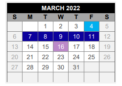 District School Academic Calendar for Lovejoy M S for March 2022