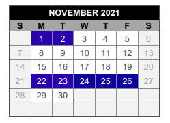 District School Academic Calendar for Hart Elementary for November 2021