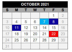 District School Academic Calendar for Lovejoy Elementary for October 2021