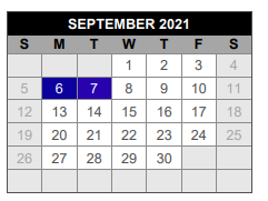 District School Academic Calendar for Hart Elementary for September 2021