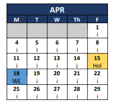 District School Academic Calendar for Evans Middle School for April 2022