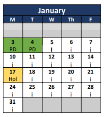 District School Academic Calendar for Bean Elementary for January 2022