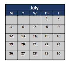 District School Academic Calendar for Whiteside Elementary for July 2021