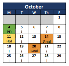 District School Academic Calendar for Monterey High School for October 2021