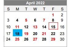 District School Academic Calendar for Lubbock-cooper High School for April 2022