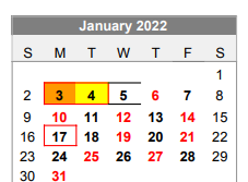 District School Academic Calendar for Lubbock-cooper South Elementary Sc for January 2022