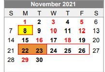District School Academic Calendar for L C Y C for November 2021