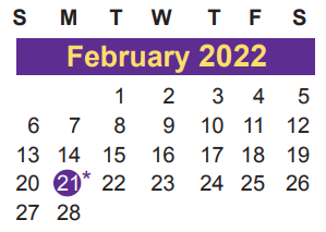 District School Academic Calendar for Dunbar Primary School for February 2022