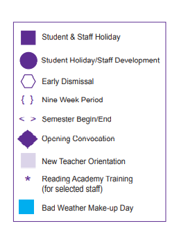 District School Academic Calendar Legend for Lufkin Middle