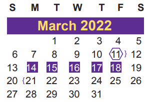 District School Academic Calendar for Anderson Elementary School for March 2022