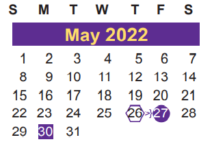 District School Academic Calendar for Dunbar Primary School for May 2022