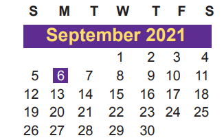 District School Academic Calendar for Anderson Elementary School for September 2021