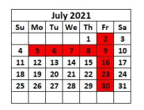 District School Academic Calendar for Luling Primary School for July 2021