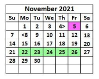 District School Academic Calendar for Leonard Shanklin Elementary School for November 2021