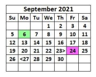 District School Academic Calendar for Rosenwald Pri for September 2021
