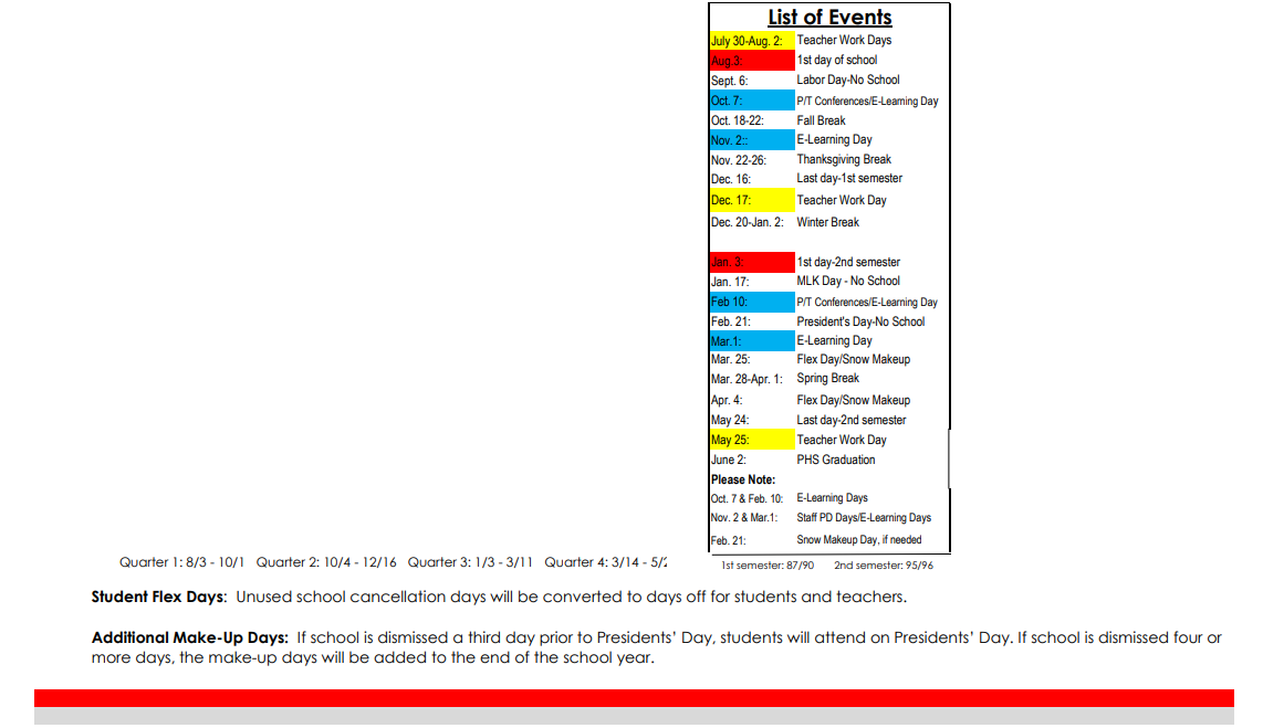 District School Academic Calendar Key for Eagle Creek Elementary School