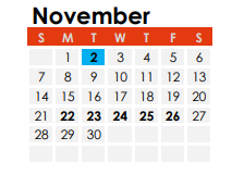 District School Academic Calendar for Eastbrook Elementary School for November 2021
