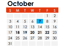 District School Academic Calendar for Central Elementary School for October 2021