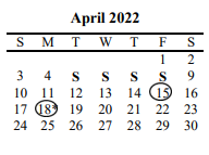 District School Academic Calendar for Mabank Alpha for April 2022