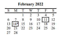 District School Academic Calendar for Southside Elementary for February 2022
