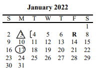 District School Academic Calendar for Mabank High School for January 2022