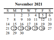 District School Academic Calendar for Mabank Alpha for November 2021