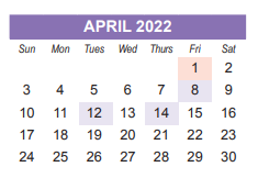 District School Academic Calendar for Metro School for April 2022