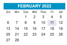 District School Academic Calendar for Cesar Chavez Elementary for February 2022