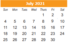 District School Academic Calendar for Lincoln Elementary for July 2021
