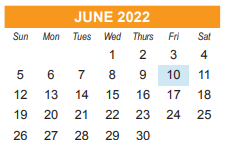 District School Academic Calendar for Sherman Middle for June 2022