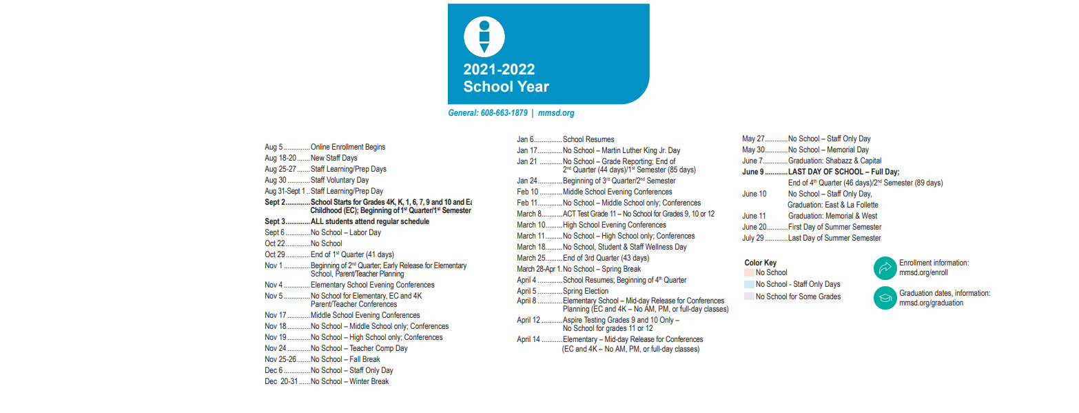 District School Academic Calendar Key for Sherman Middle
