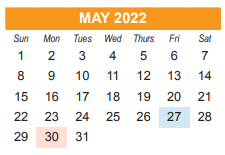 District School Academic Calendar for West High for May 2022