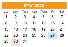 District School Academic Calendar for Kennedy Elementary for May 2022