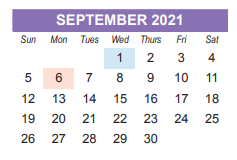 District School Academic Calendar for Aero Alt Ed Resource Option for September 2021